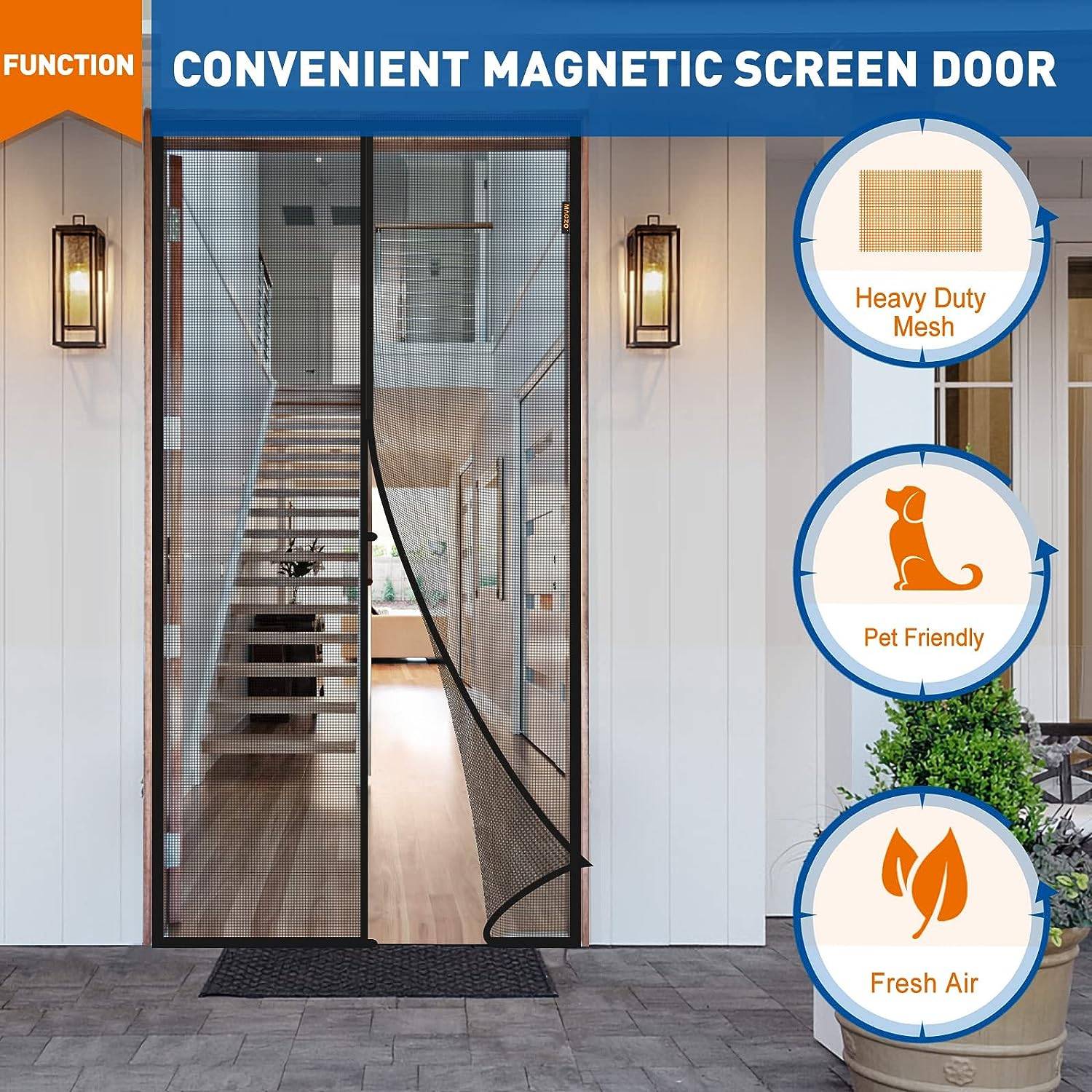 Magnetic Fly Screen Door - Black, 19.6" (W) x 82.6"(H): image 2