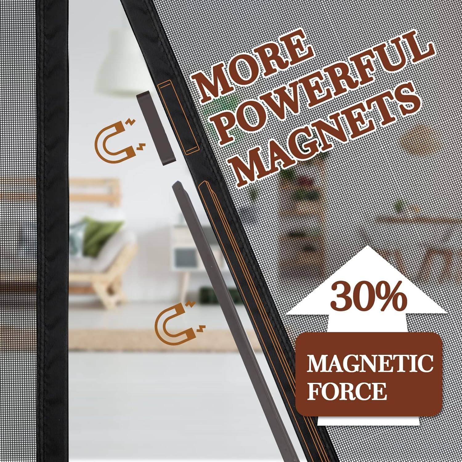 Magnetic Fly Screen Door - Black, 19.6" (W) x 82.6"(H): image 4