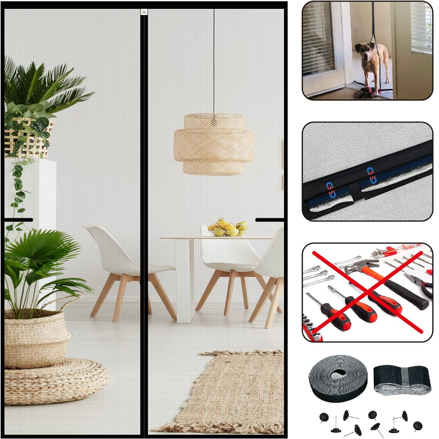 Magnetic Fly Screen Door - Black, 19.6" (W) x 82.6"(H): image 6