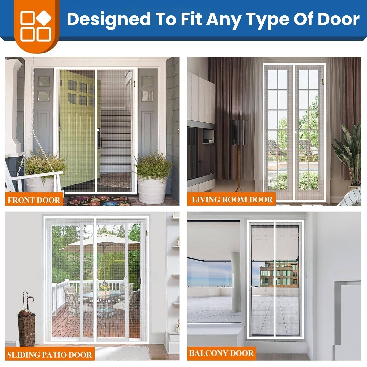 White Magnetic Screen Door - White, 19.6" (W) x 82.6"(H): image 2